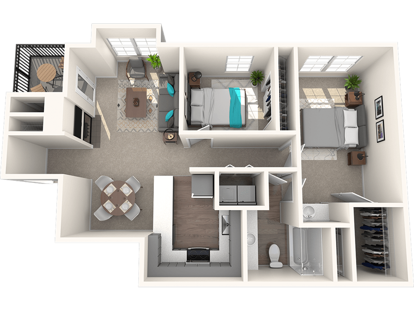 Passage Apartments Riveridge 2 Bedroom 1 Bathroom Floor Plan