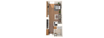 The Mercer Apartments Roanoke Studio Floor Plan