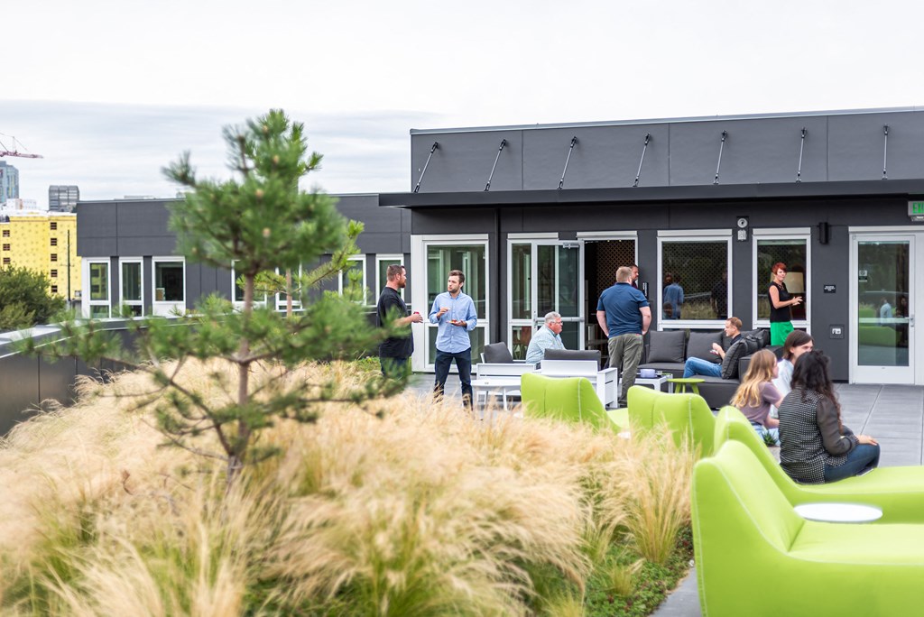 Neighbors enjoying a resident event outdoors