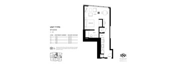 A black and white image of a floor plan for an apartment.