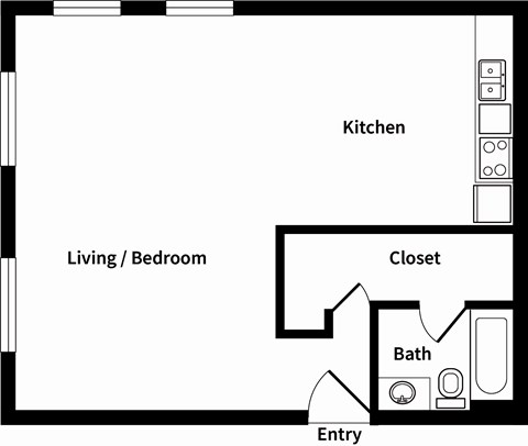 735 St. Clair Apartments S1 2D Floor Plan