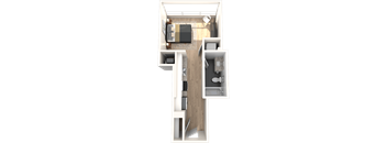 A top down view of a modern apartment layout.