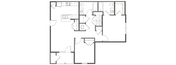 Salish Flats Apartments in Airway Heights, Washington Two Bedroom Floor Plan