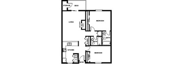 Saratoga Apartments in Everett, Washington B2 Floor Plan