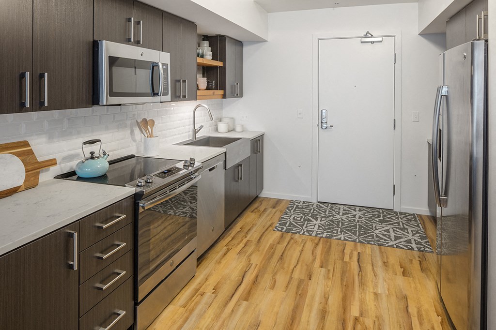 Slabtown Flats Wood Floor Kitchen