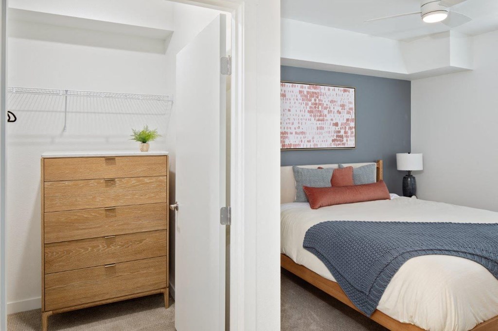 South Ridge Apartments Model Bedroom with Attached Walk-In Closet