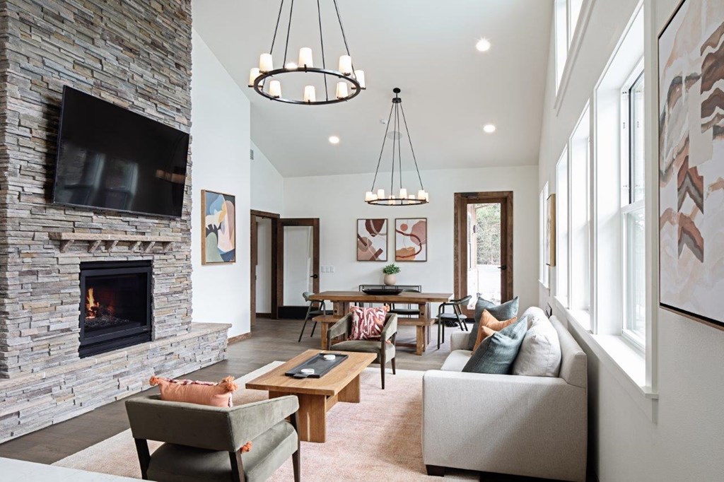 South Ridge Apartments Clubhouse Lounge with Fireplace