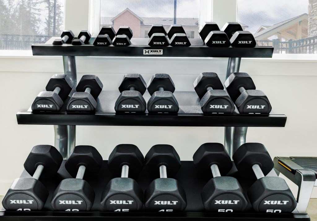 South Ridge Apartments Fitness Center with Dumbbells
