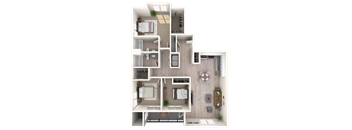 South Ridge Apartments East 3 Bed C2 Floor Plan