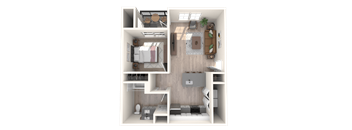 South Ridge Apartments East 1 Bed A Floor Plan