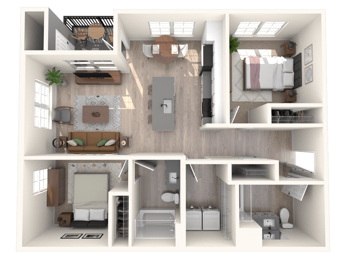 South Ridge Apartments East 2 Bed B Floor Plan
