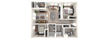 South Ridge Apartments West 2 Bed A Floor Plan