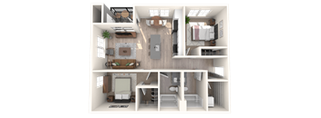 South Ridge Apartments West 2 Bed C Floor Plan