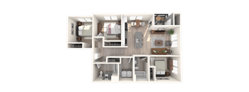 South Ridge Apartments East 3 Bed A Floor Plan