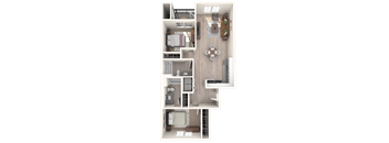 South Ridge Apartments West 2 Bed D Floor Plan