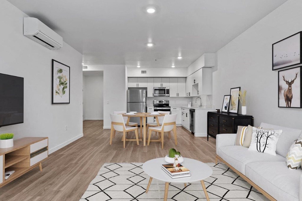 South Ridge Apartments Model Living Room and Kitchen