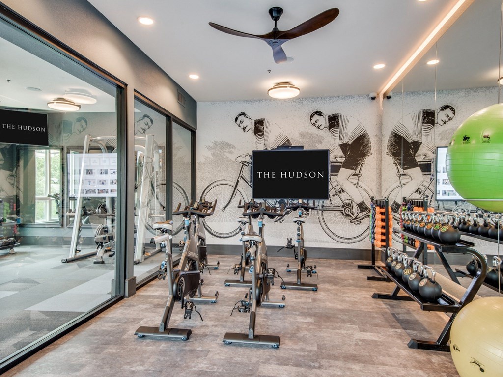 a workout room at the hudson