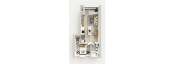 1Bed 1Bath Floor Plan at Spring Woods Apartments, Salem, OR, 97305