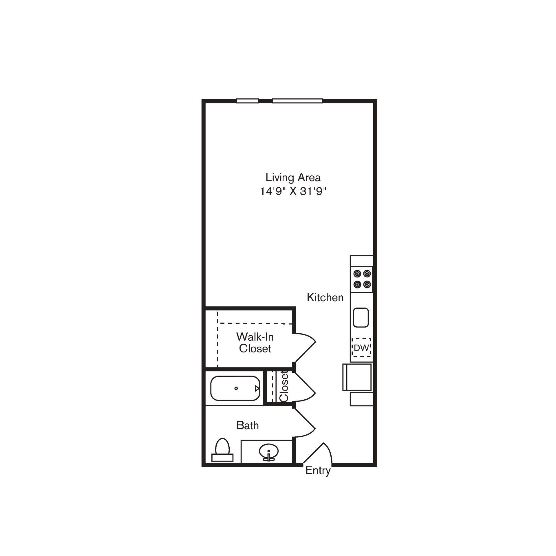 St Luke's Apartments in Seattle, Washington Studio Floor Plan