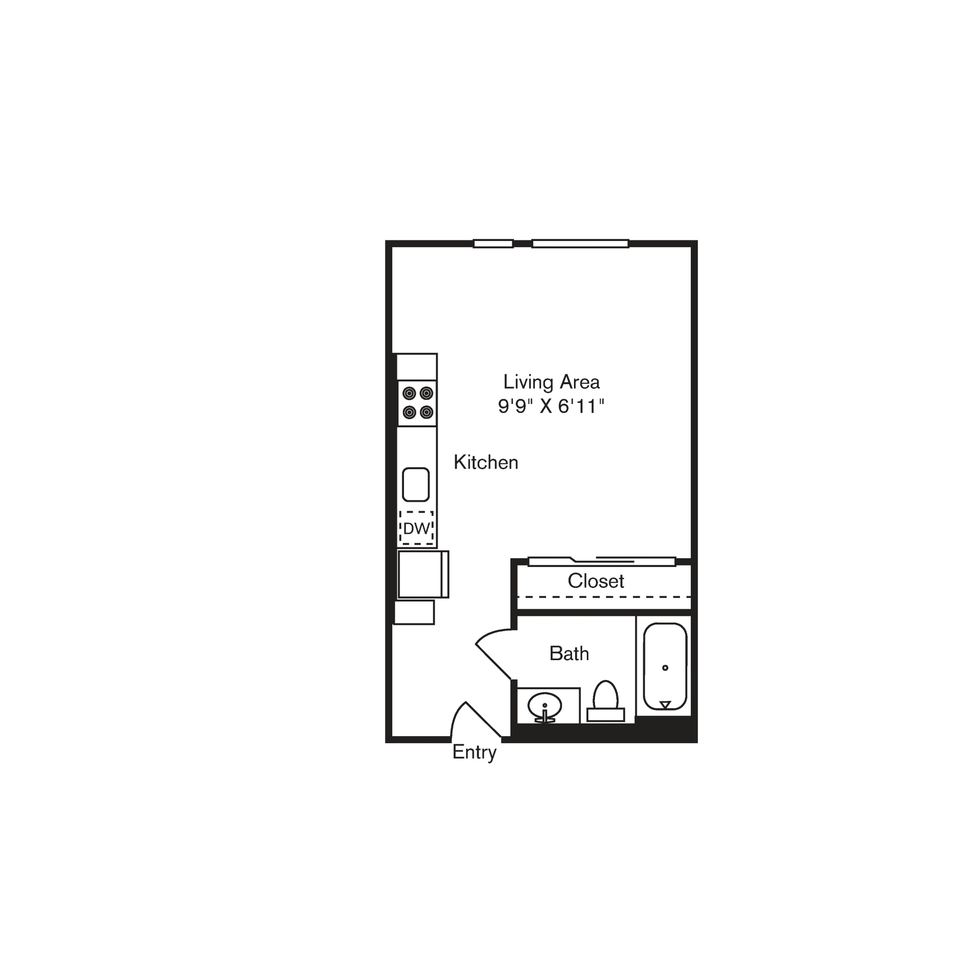 St Luke's Apartments in Seattle, Washington Studio Floor Plan