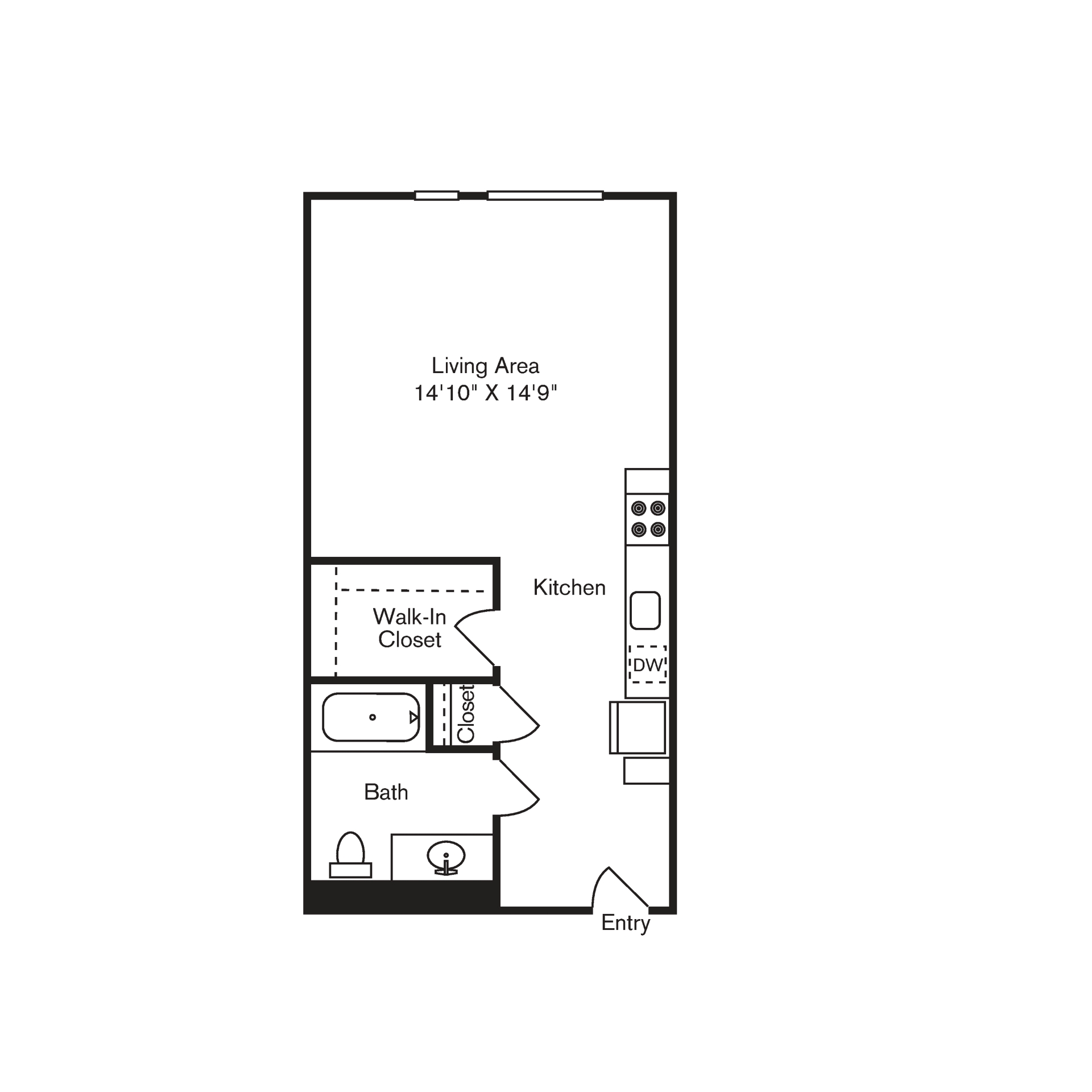St Luke's Apartments in Seattle, Washington Studio Floor Plan