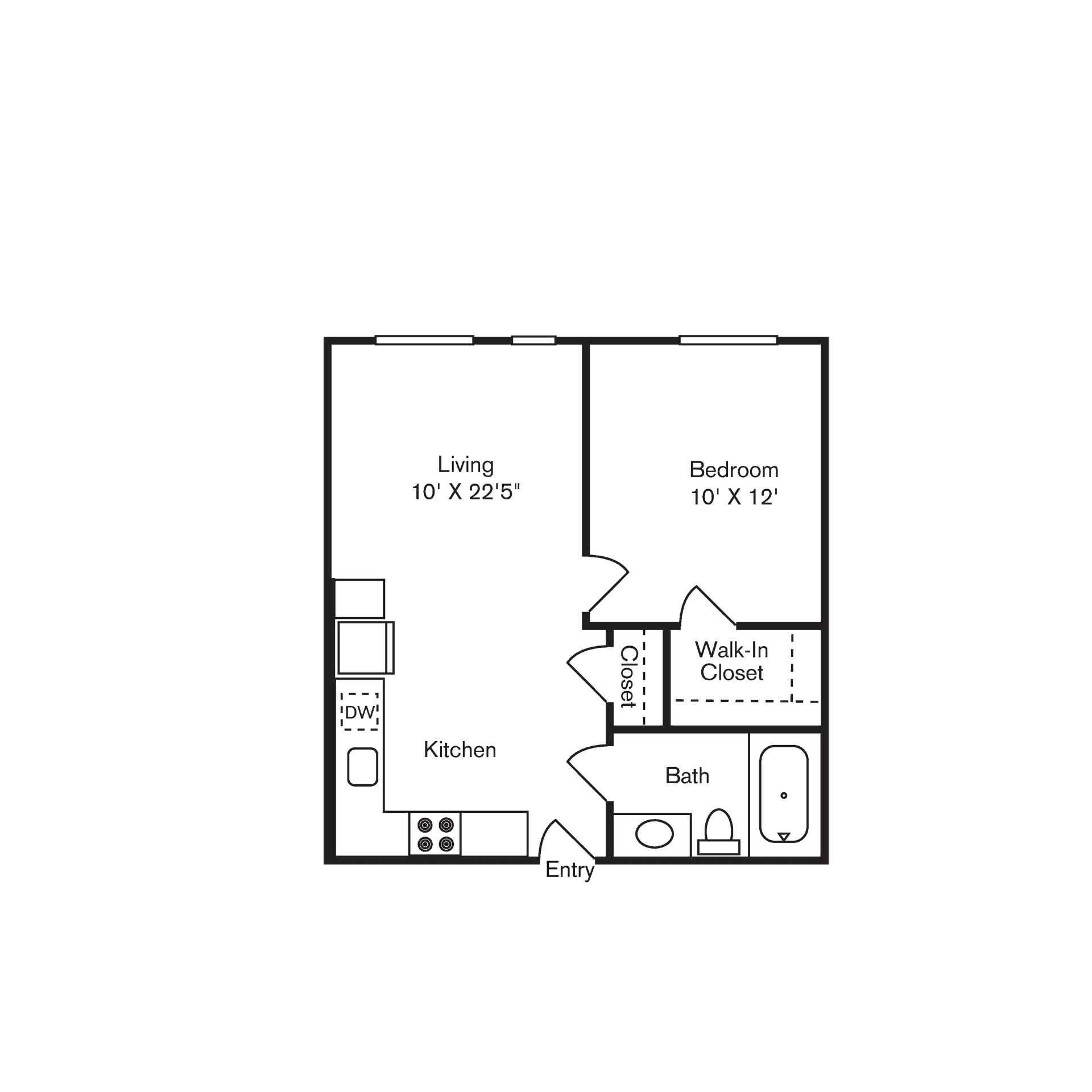 St Luke's Apartments in Seattle, Washington One Bedroom Floor Plan