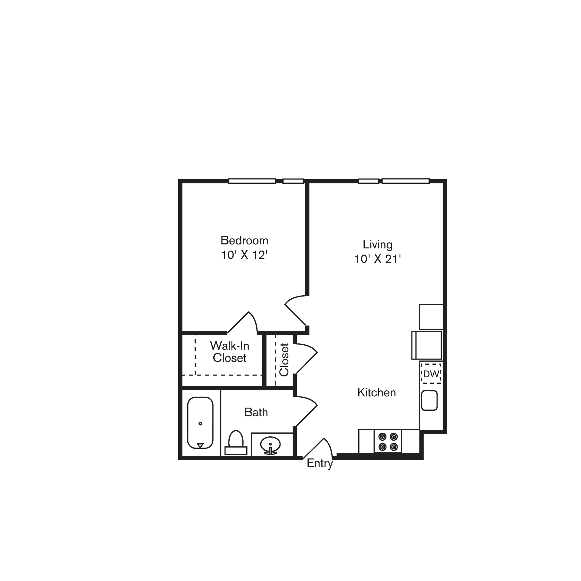 St Luke's Apartments in Seattle, Washington One Bedroom Floor Plan