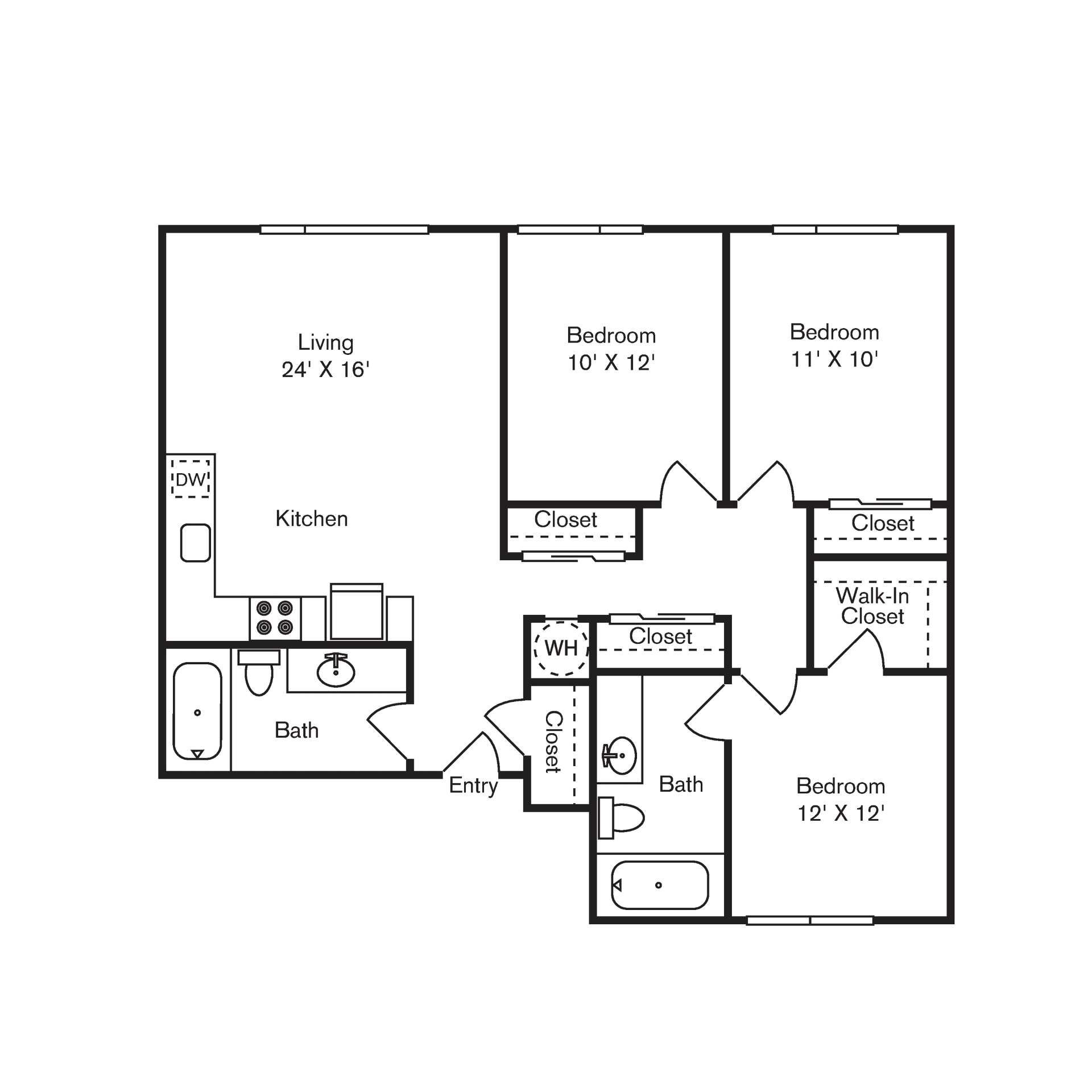 St Luke's Apartments in Seattle, Washington Three Bedroom Floor Plan