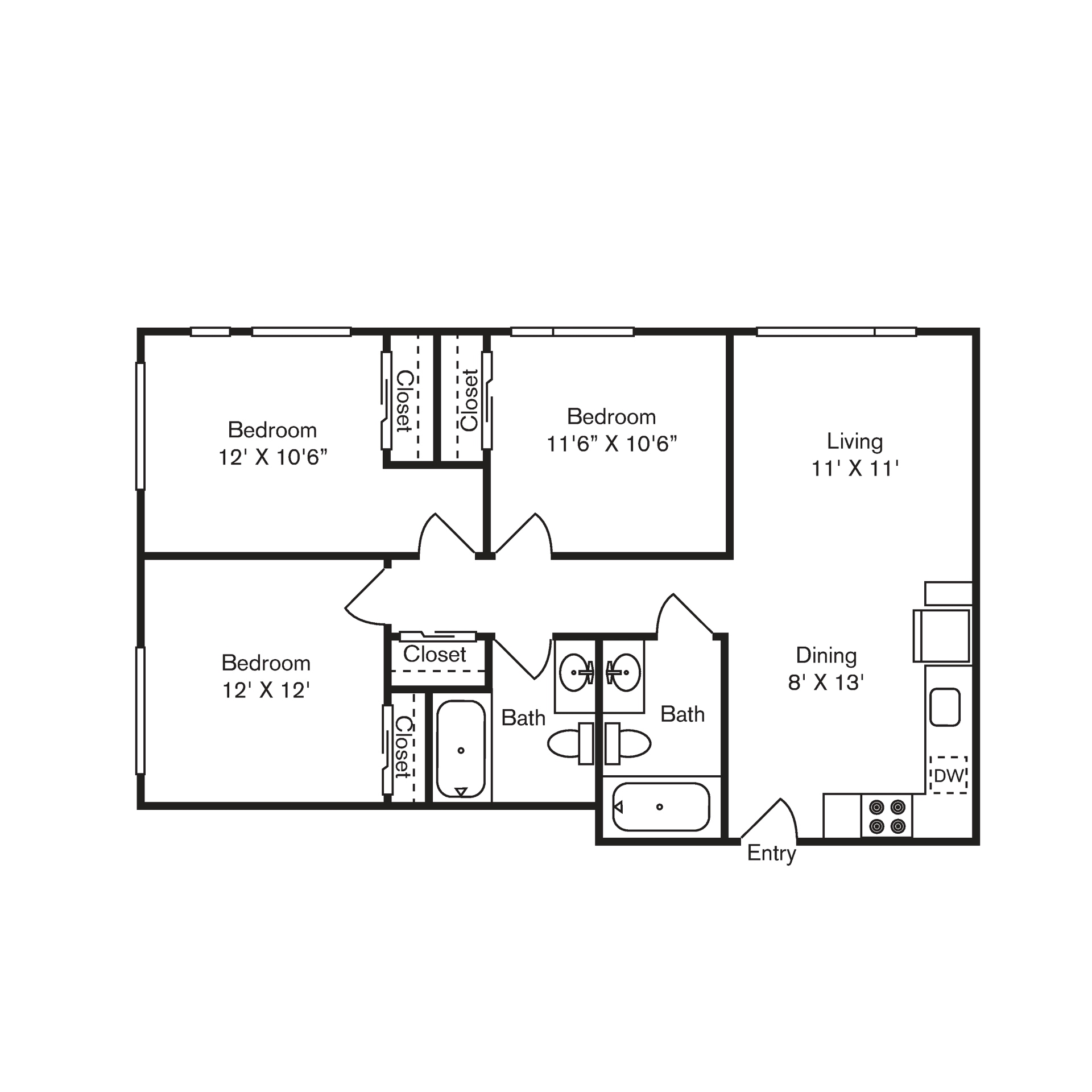 St Luke's Apartments in Seattle, Washington Three Bedroom Floor Plan