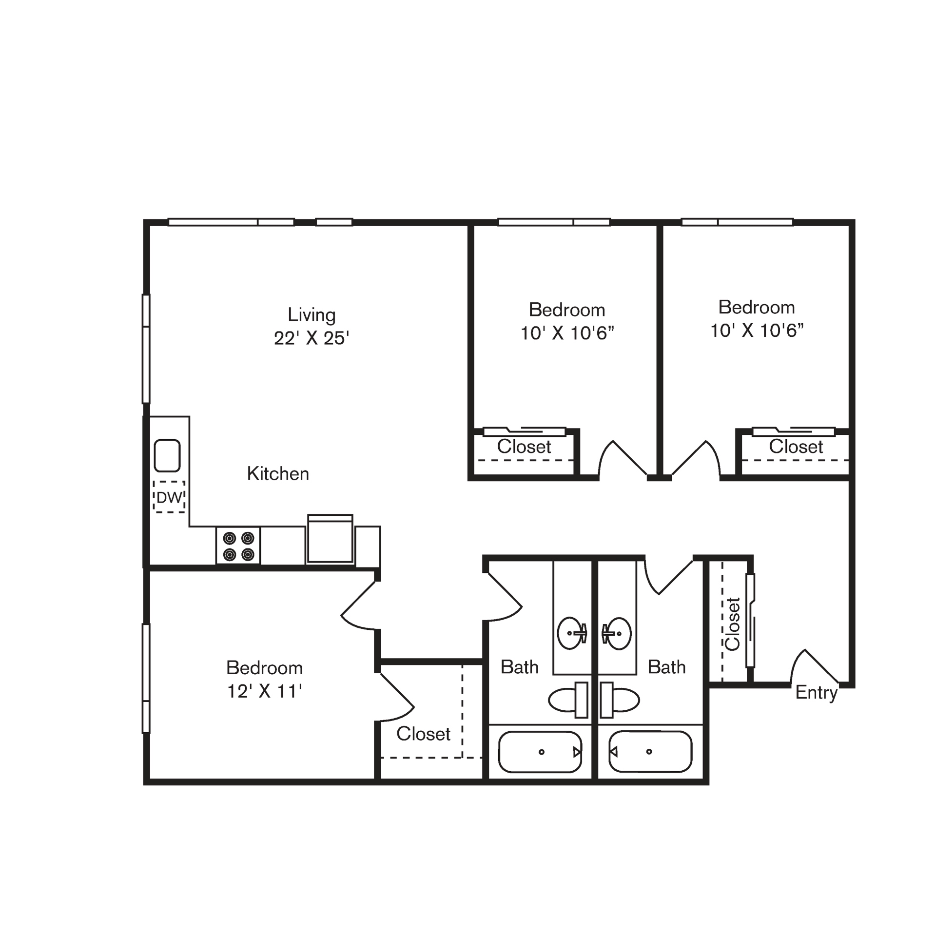 St Luke's Apartments in Seattle, Washington Three Bedroom Floor Plan