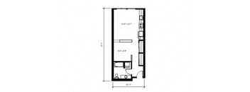 Stack House Apartments in Seattle, Washington Open 1x1 Floor Plan