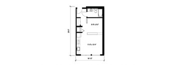Stack House Apartments in Seattle, Washington Open 1x1 Floor Plan