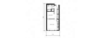 Stack House Apartments in Seattle, Washington Open 1x1 Floor Plan