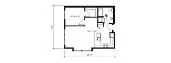 Stack House Apartments in Seattle, Washington 1x1 Floor Plan