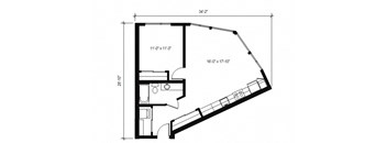 Stack House Apartments in Seattle, Washington 1x1 Floor Plan