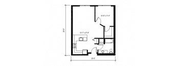 Stack House Apartments in Seattle, Washington 1x1 Floor Plan