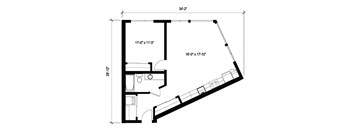 Stack House Apartments in Seattle, Washington 1x1 Floor Plan
