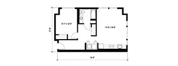 Stack House Apartments in Seattle, Washington 1x1 Floor Plan