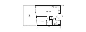 Stack House Apartments in Seattle, Washington 1x1 Floor Plan