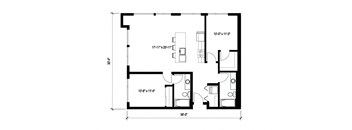 Stack House Apartments in Seattle, Washington 2x2 Floor Plan