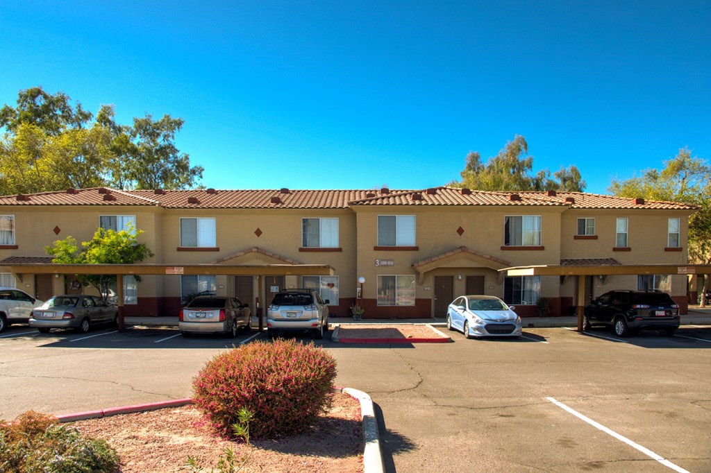 Steeple Chase Exterior Apartment Building View and Covered Parking