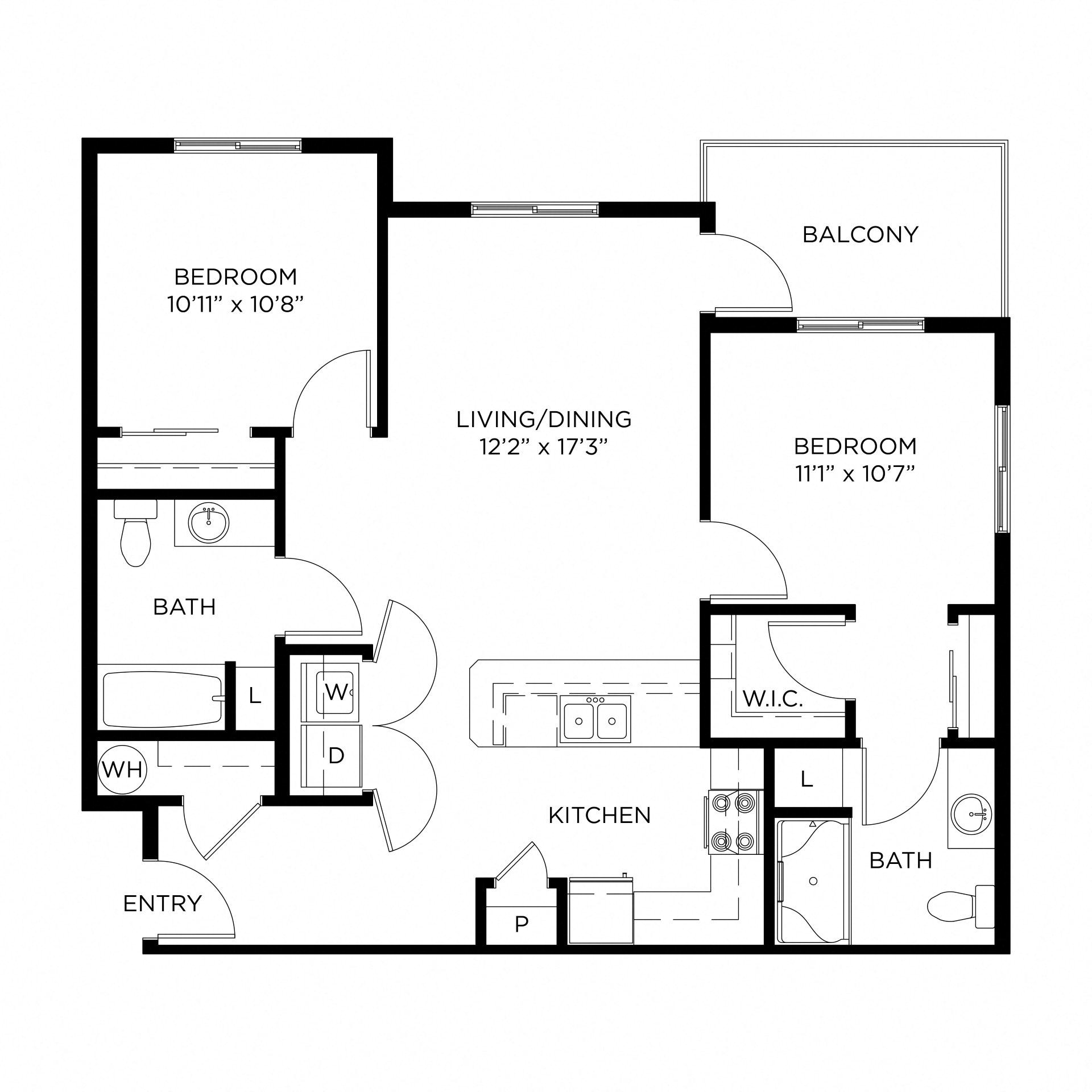 Stillwater Crossing Two Bedroom Two Bathroom Floor Plan