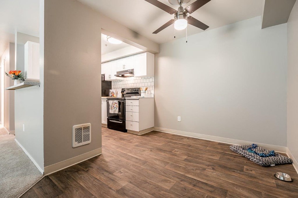 The Stinson Apartment Homes Model Kitchen and Dining Area