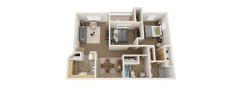 Stone Ridge Apartments in Eugene, Oregon Two Bedroom Floor Plan
