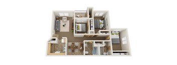 Stone Ridge Apartments in Eugene, Oregon Three Bedroom Floor Plan