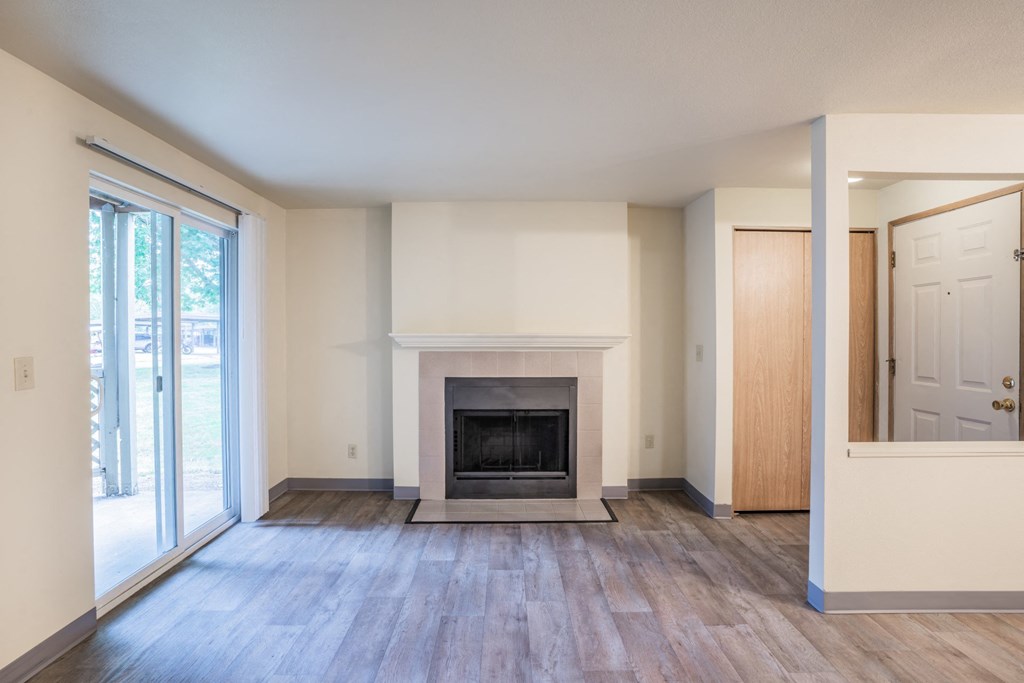 Stonesthrow Apartments Living Room with Fireplace