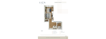 Liza Apartment 3D floor plan - studio 511 sqft