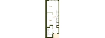 230 Ash Apartments Studio A2 Floor Plan