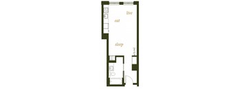 230 Ash Apartments Studio A3 Floor Plan