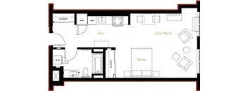 The George Besaw Apartments Studio B Floor Plan
